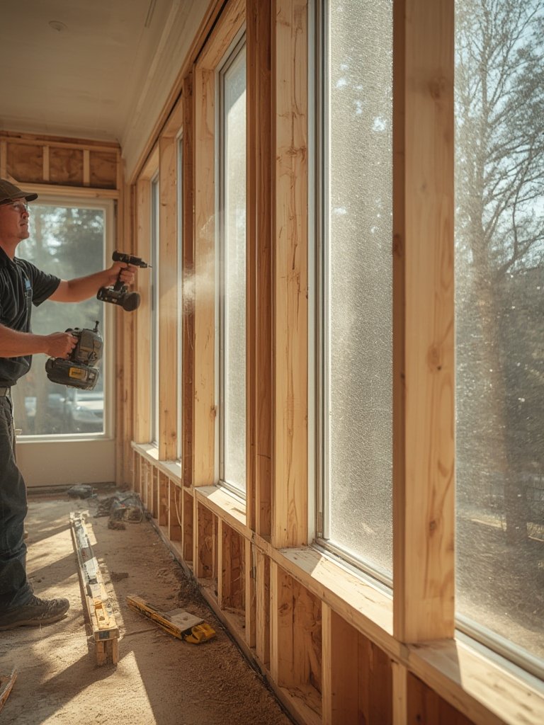 Enclosed porch conversion sunroom