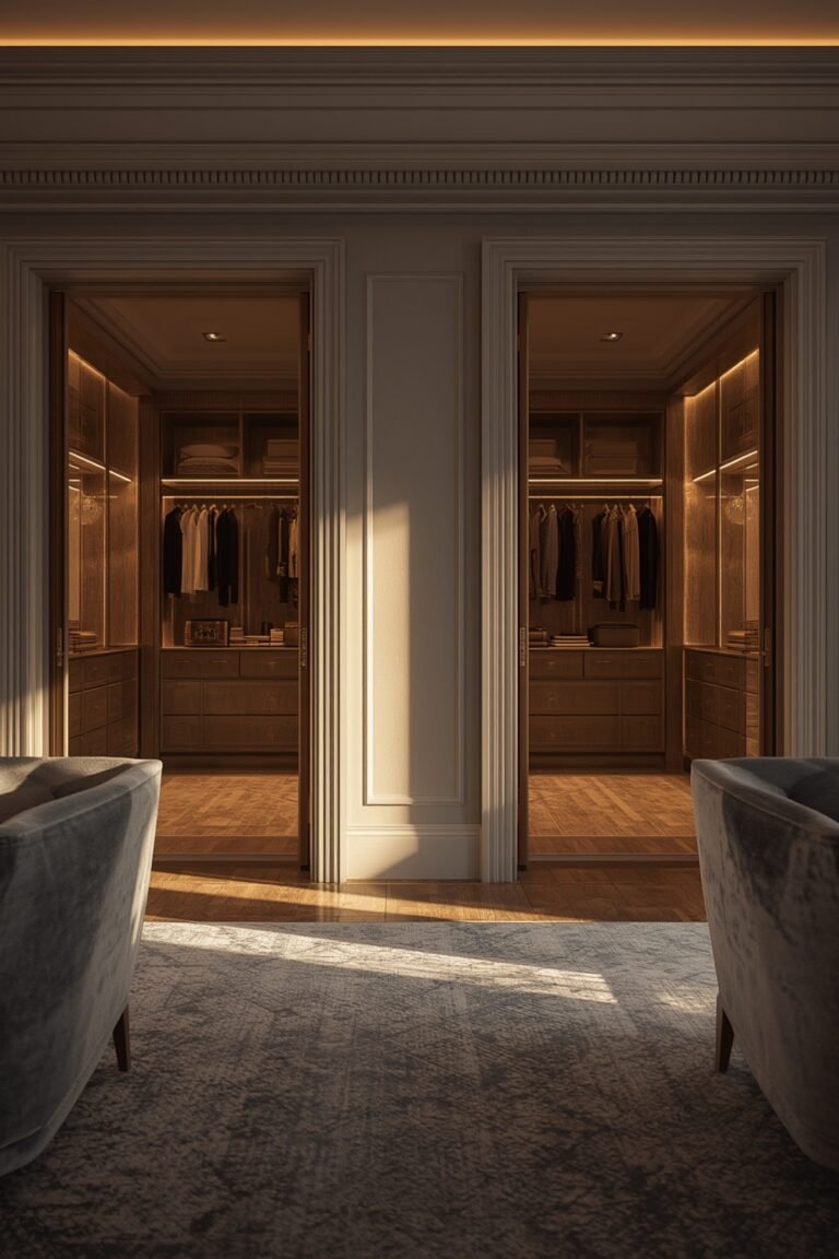 Separate primary suite closets