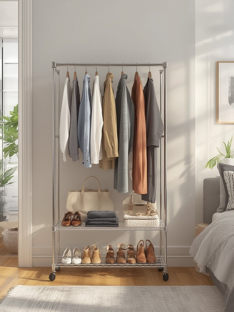 garment rack in action