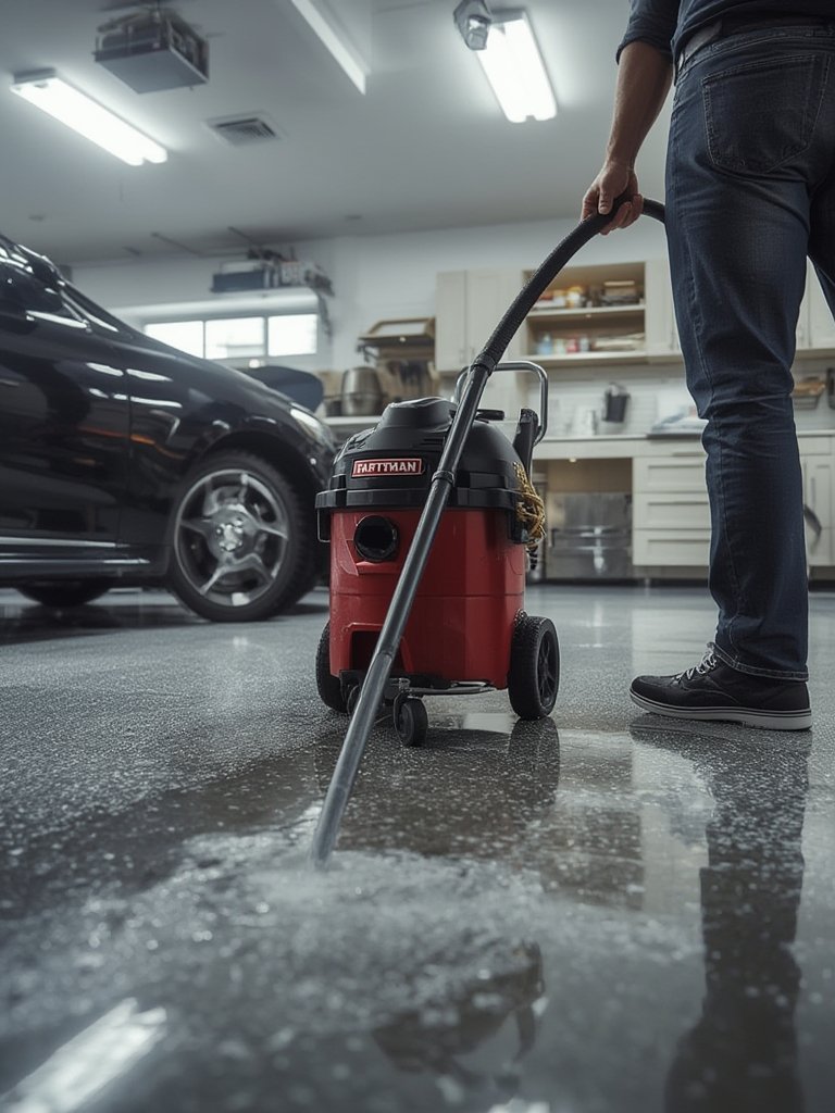 shop vacuum in action