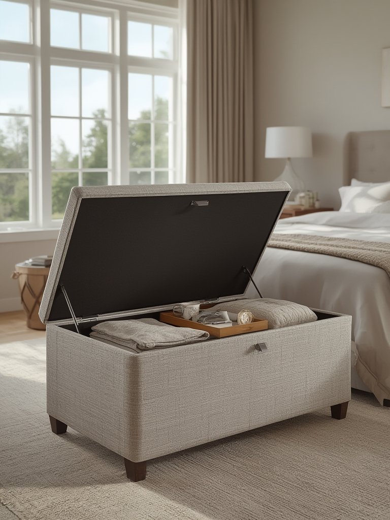 storage ottoman in action