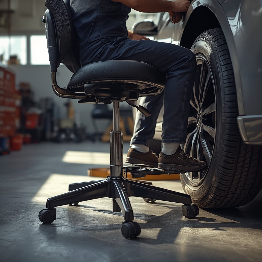 mechanic stool in action