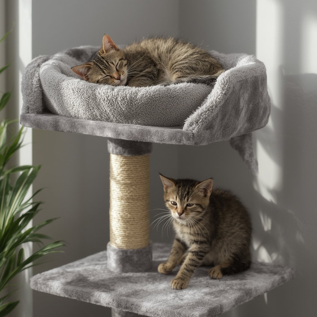 cat tree in action
