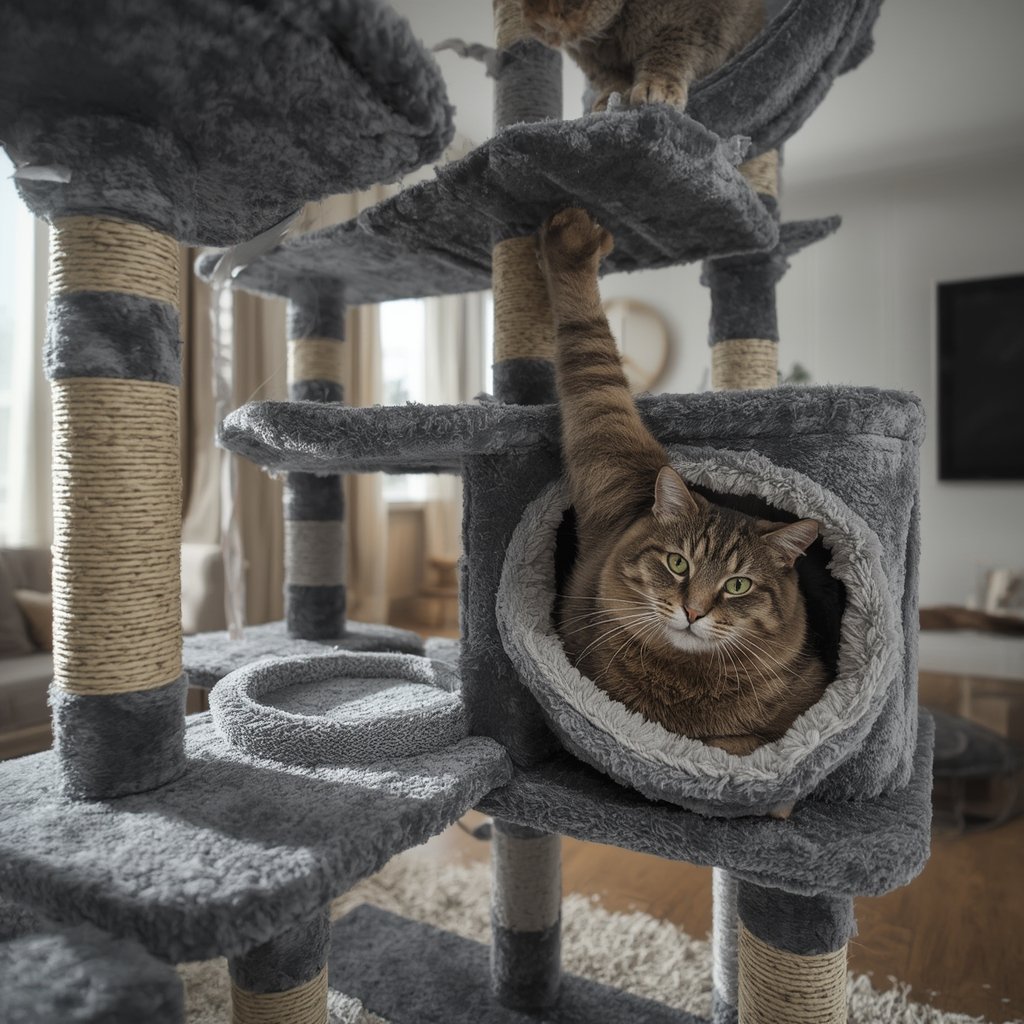 cat tree in action